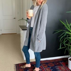 H&M Grey Long Cardigan Sweater with hidden pockets